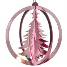 Χριστουγεννιάτικο Κρεμαστό Δεντράκι με Μπάλα 3D Ροζ (12cm)